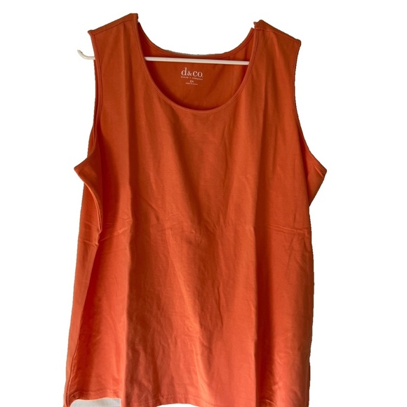 2 pc Denim & Co Twinset Button Front Eyelet Shirt & Tank Top Set Plus 2X Orange - Picture 4 of 12